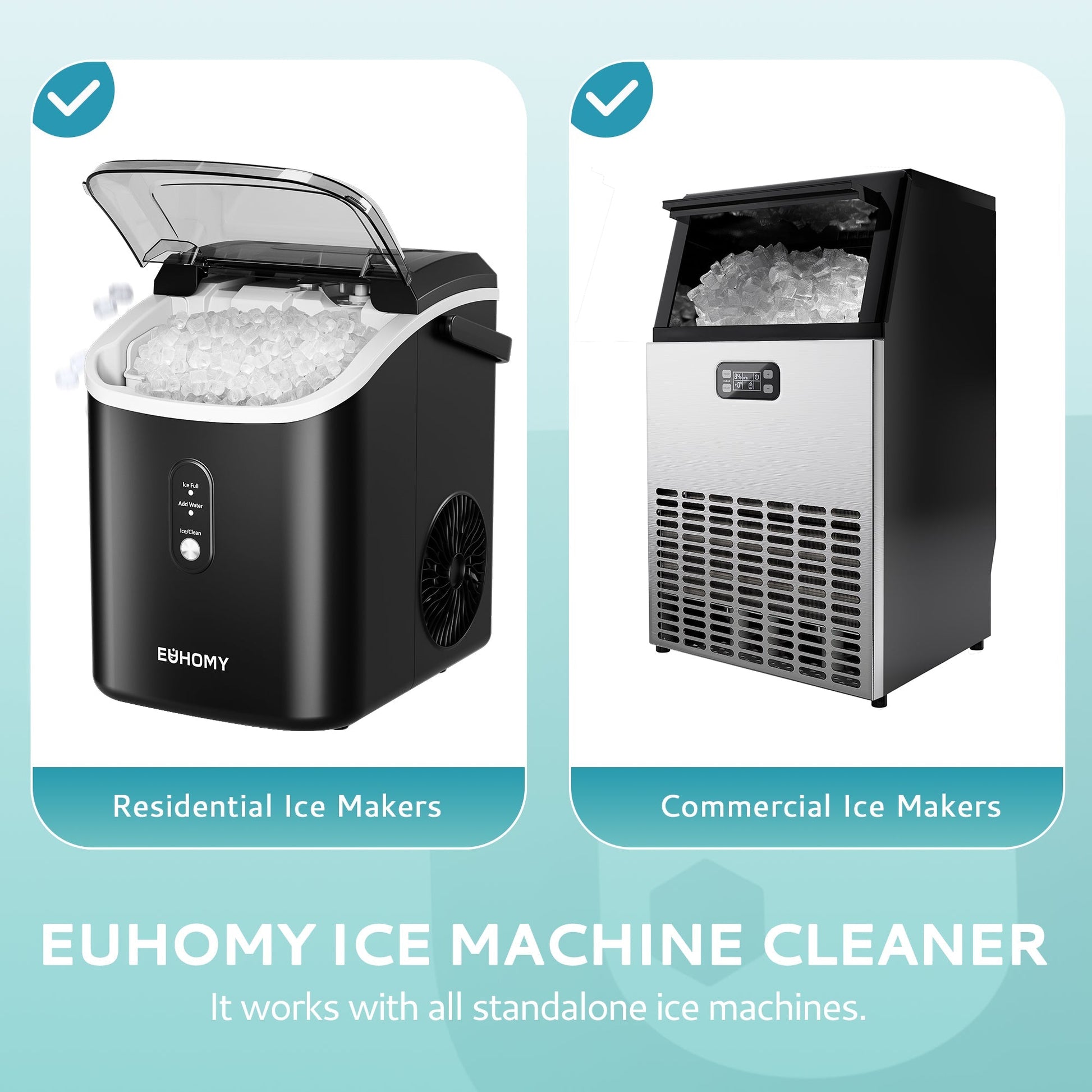 EUHOMY Ice Machine Cleaner Descaler, 16/32 Fl OZ Ice Maker Cleaner (4 Uses Per Bottle), Ideal Universal Descaling Solution for All Brands Ice Maker - Euhomy