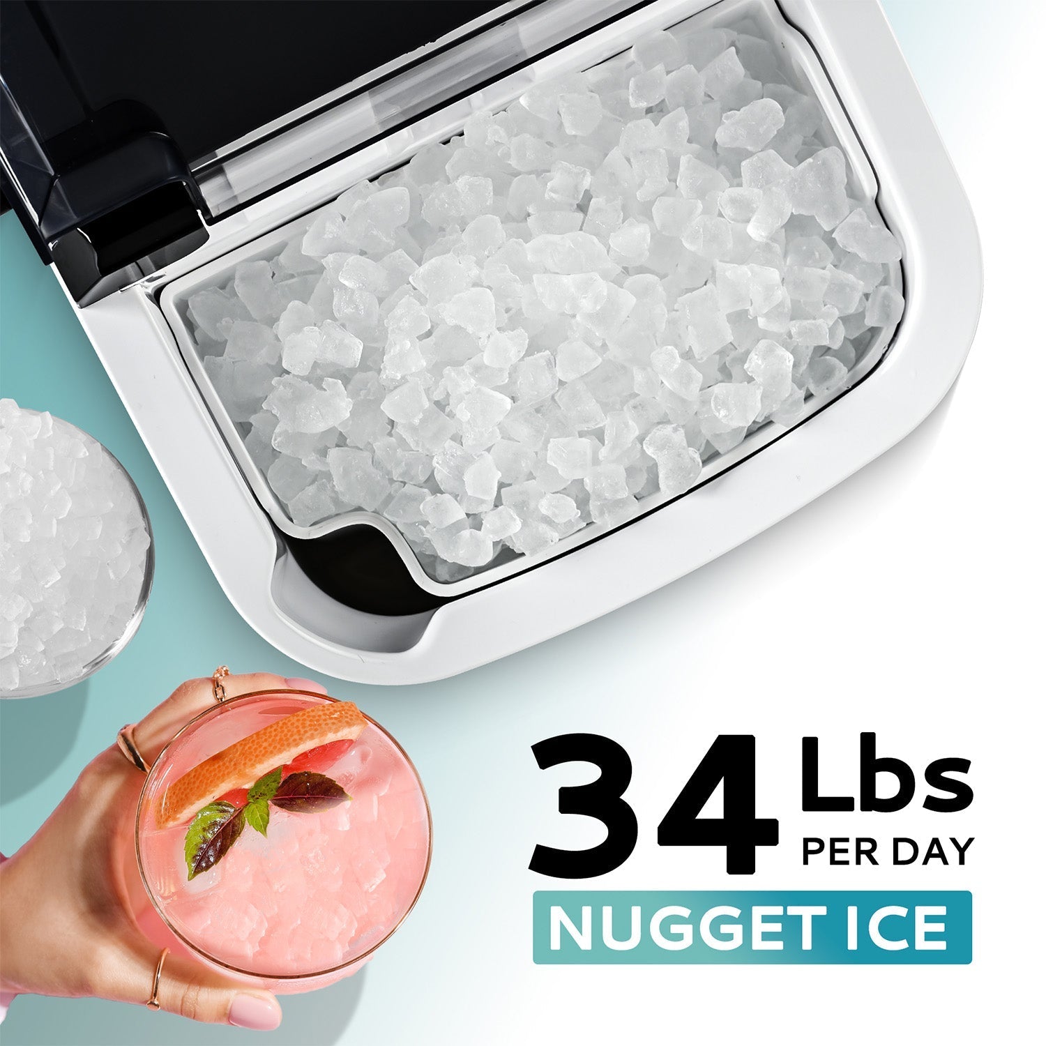 EUHOMY Portable Nugget Ice Maker Countertop Auto-Cleaning Sonic Includes 2 Bottles of Cleaner - Euhomy
