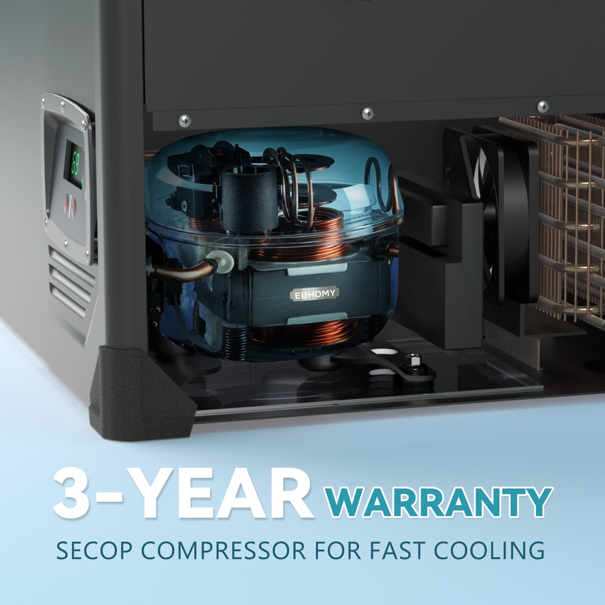 EUHOMY 12 Volt Refrigerator Car Refrigerator 12/24V DC 110-240V AC for Camping, Travel, Truck, Home - Euhomy