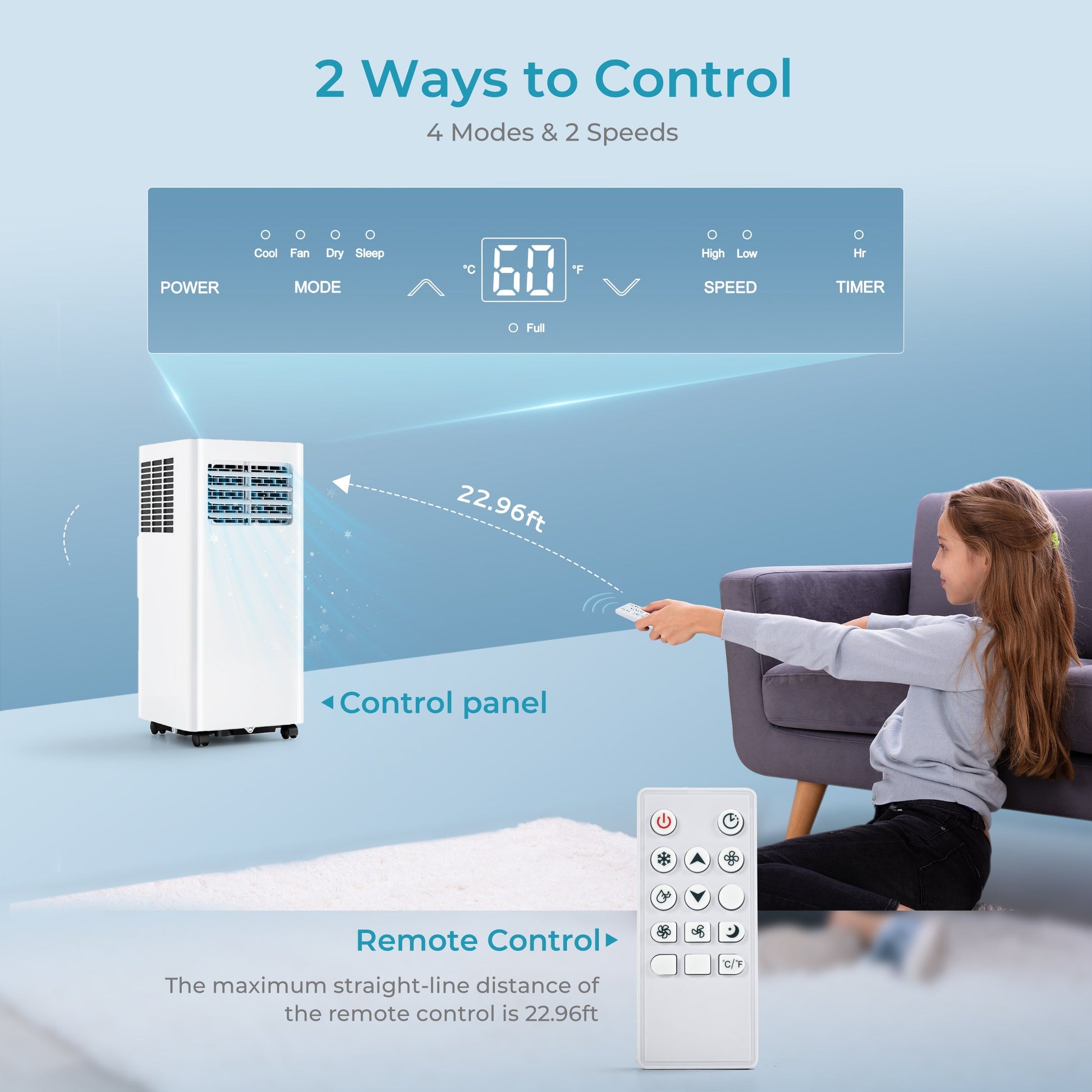 EUHOMY Portable Air Conditioners 3 in 1 Portable Cooling AC with Dehumidifier, Fan, Sleep Modes - Euhomy