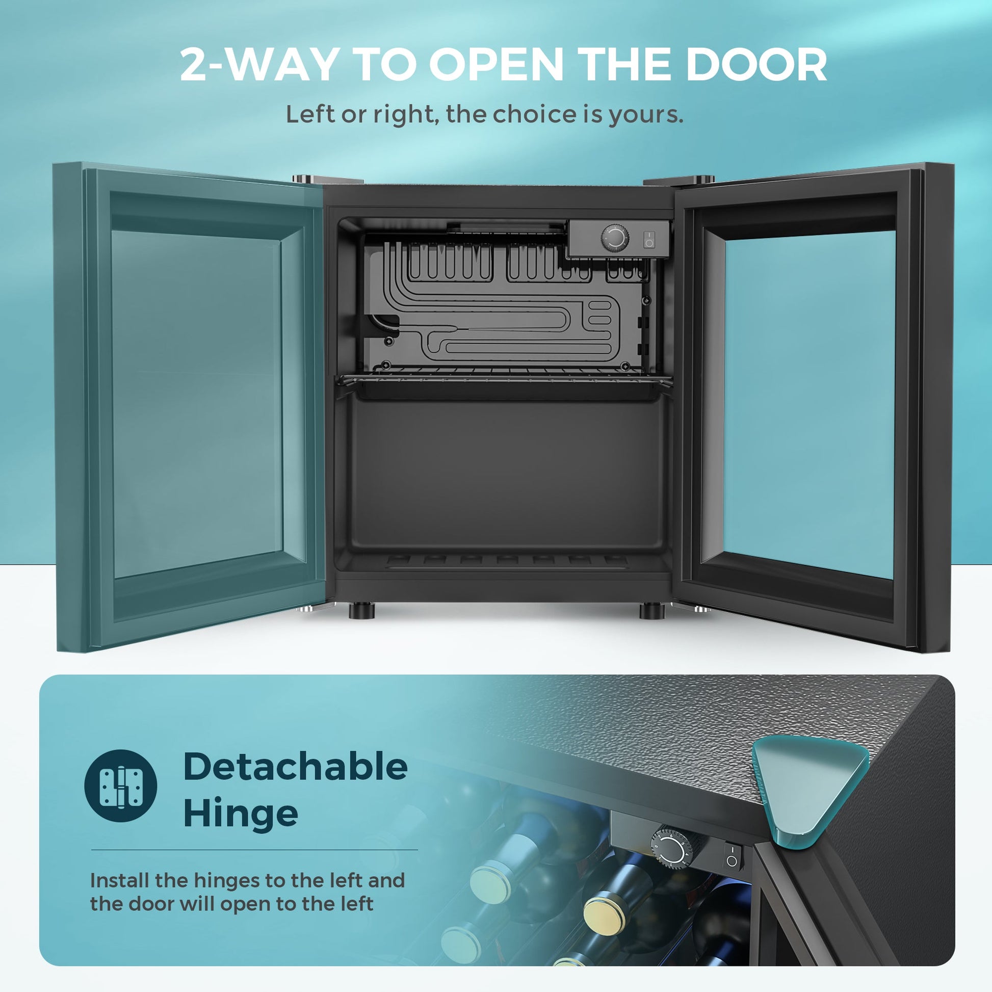 EUHOMY 55 Can Beverage Refrigerator Cooler-Mini Fridge Glass Door (1.3cu.ft) Wine Cooler - Euhomy