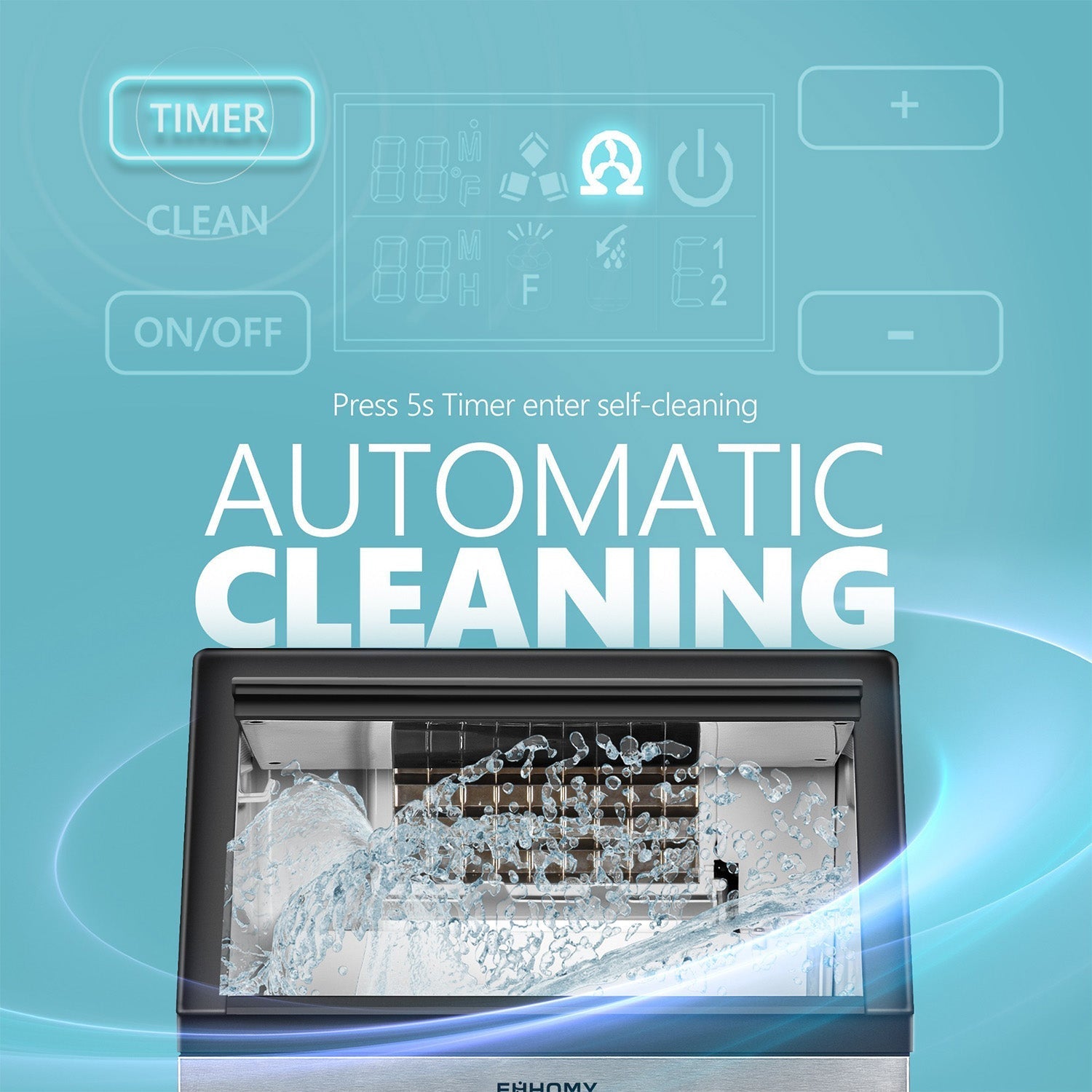 EUHOMY Excellent Storage Container Undercounter Commercial Ice Machine Includes 2 Bottles of Cleaner - Euhomy