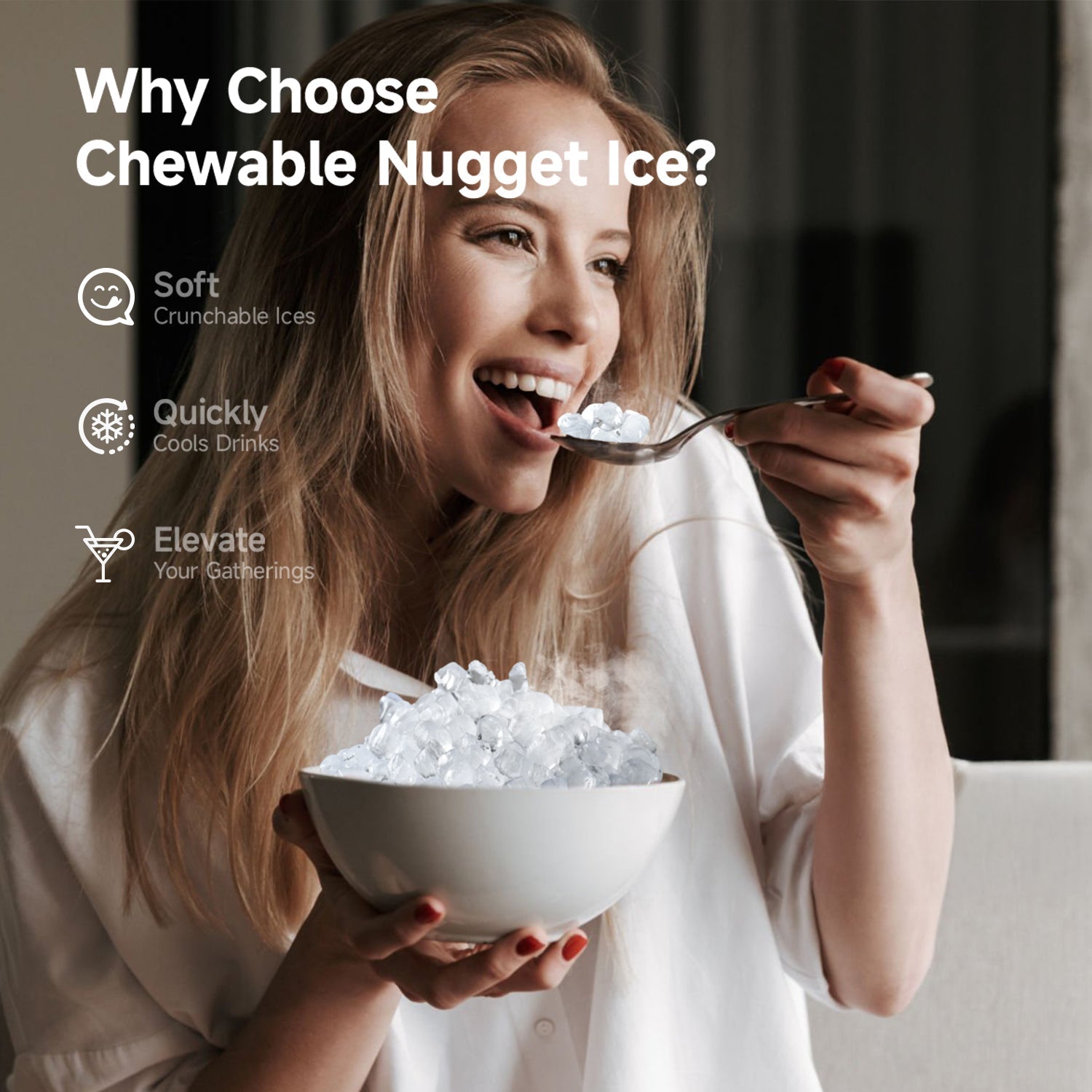 EUHOMY Nugget Ice Maker Countertop, 44Lbs/24H Pebble Ice Maker Machine Includes 2 Bottles of Cleaner - Euhomy